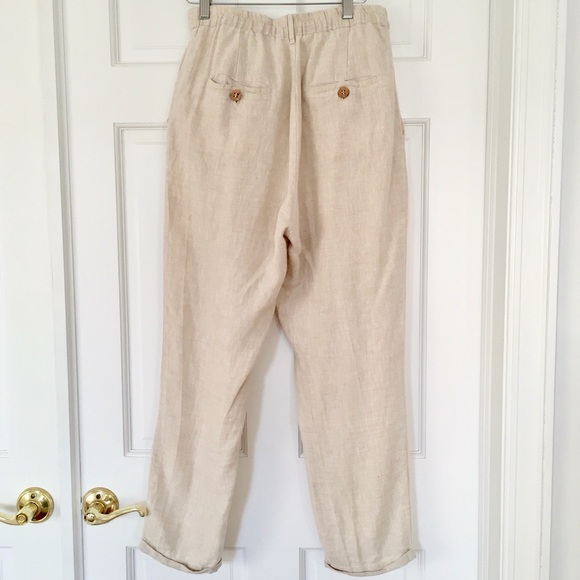 Mango Beige Linen Pants with Front Button Closure - Picture 4 of 8